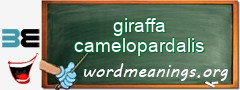 WordMeaning blackboard for giraffa camelopardalis